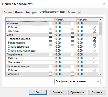 Окно настройки слоя. Вкладка Отображение типов