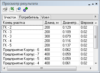 Окно результатов расчета