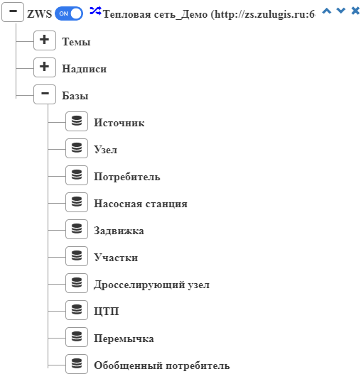 Открытие окна запросов из панели слоёв