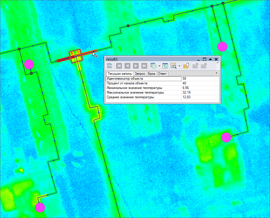 Совмещение термограммы и модели тепловой сети на карте